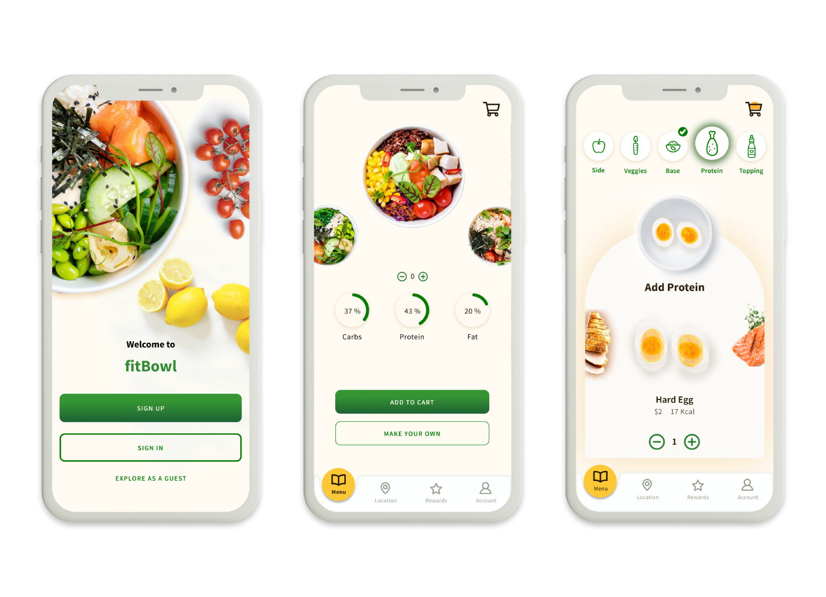 design mockup of a food app